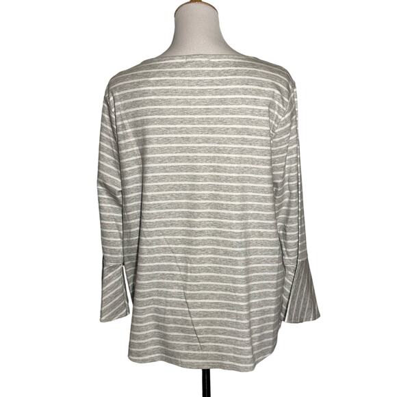 J Crew Mercantile 3/4 Bell Sleeve Crew Neck Striped Cotton Top Sz XXL NWT - Picture 2 of 8